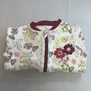 Tuffy - Floral Baby Onesie with Burgundy Accents